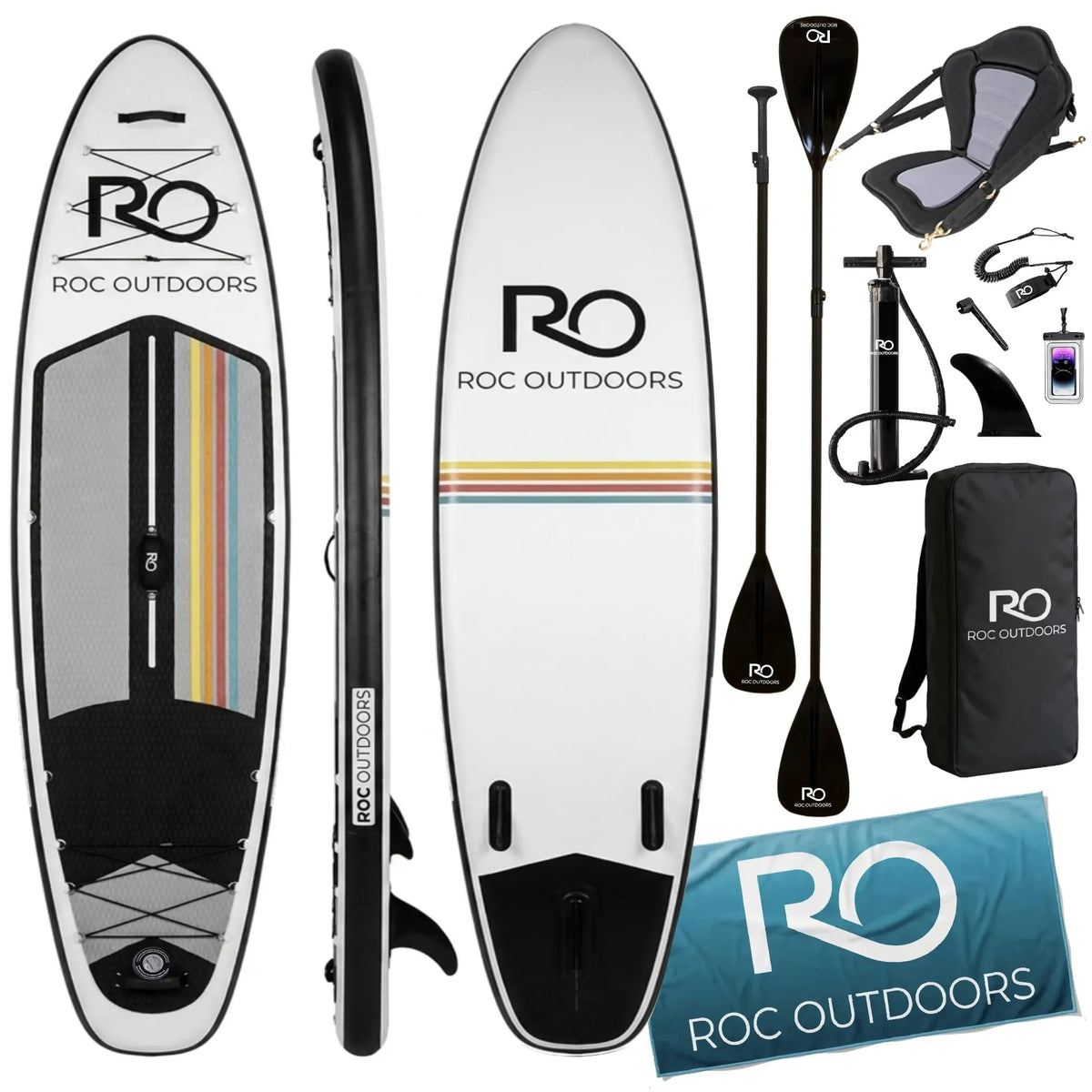 Roc Inflatable Stand Up Paddle Board 10' 6" with Premium SUP Paddle Board Accessories, Wide Stable Design, Non-Slip Comfort Deck for Youth & Adults Coastal Adventure Co