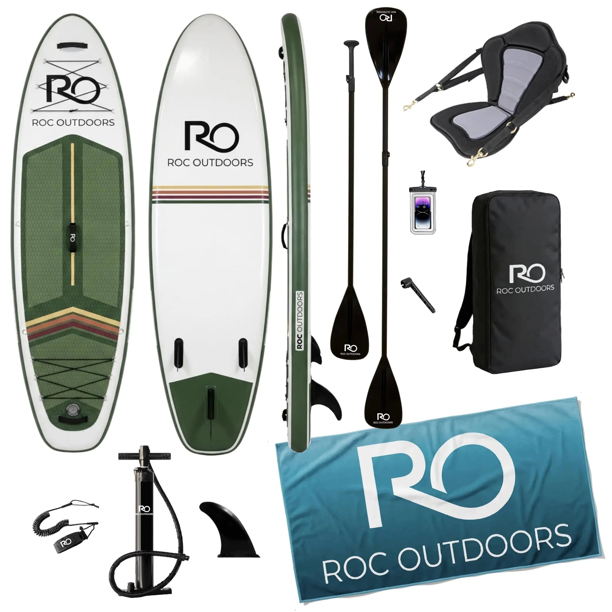 Roc Inflatable Stand Up Paddle Board 10' 6" with Premium SUP Paddle Board Accessories, Wide Stable Design, Non-Slip Comfort Deck for Youth & Adults Coastal Adventure Co