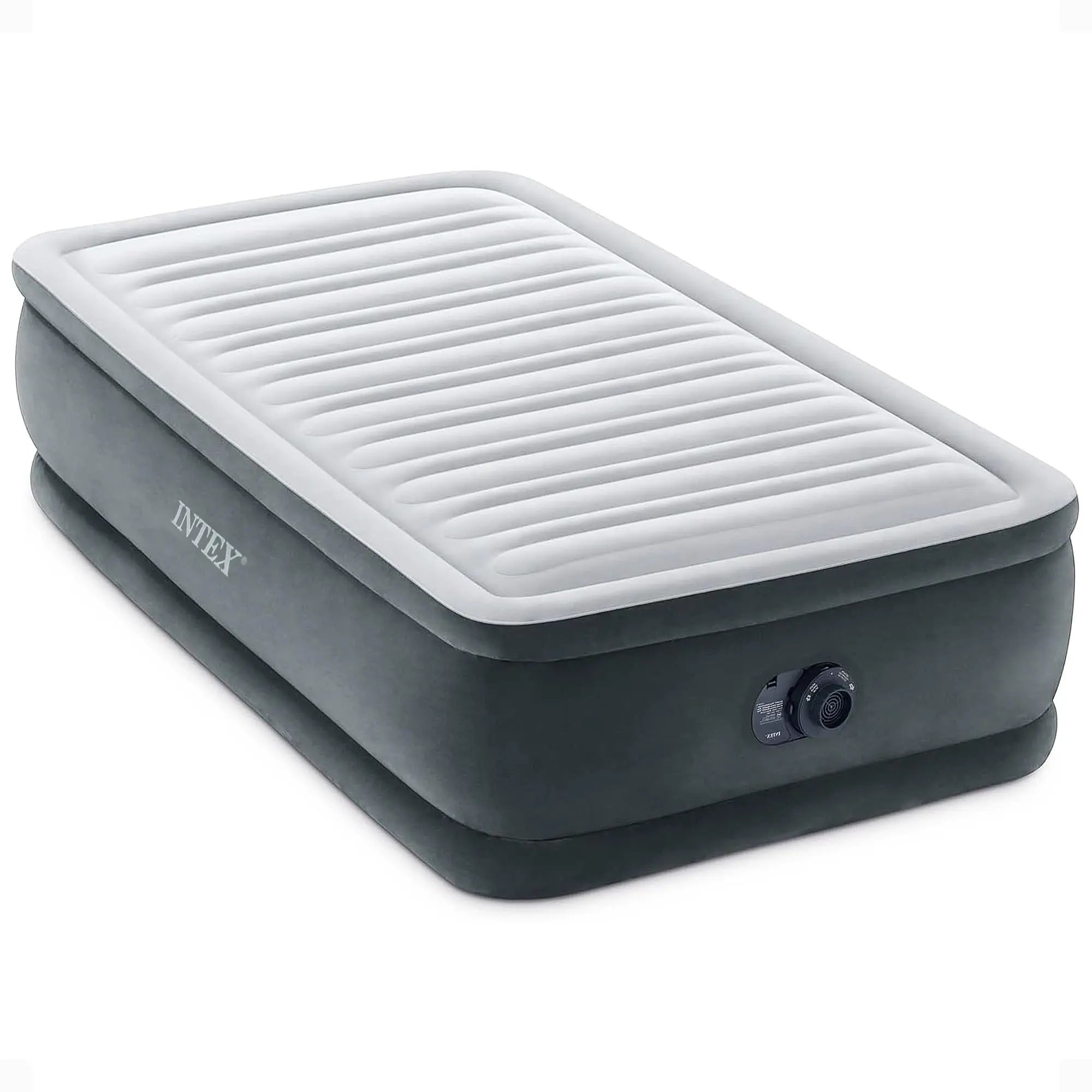 Intex 64417ED 22in Queen Dura-Beam Comfort Plush High-Rise Inflatable Air Mattress with Built in Pump for Travel and Camping, 600lb Weight Capacity Coastal Adventure Co