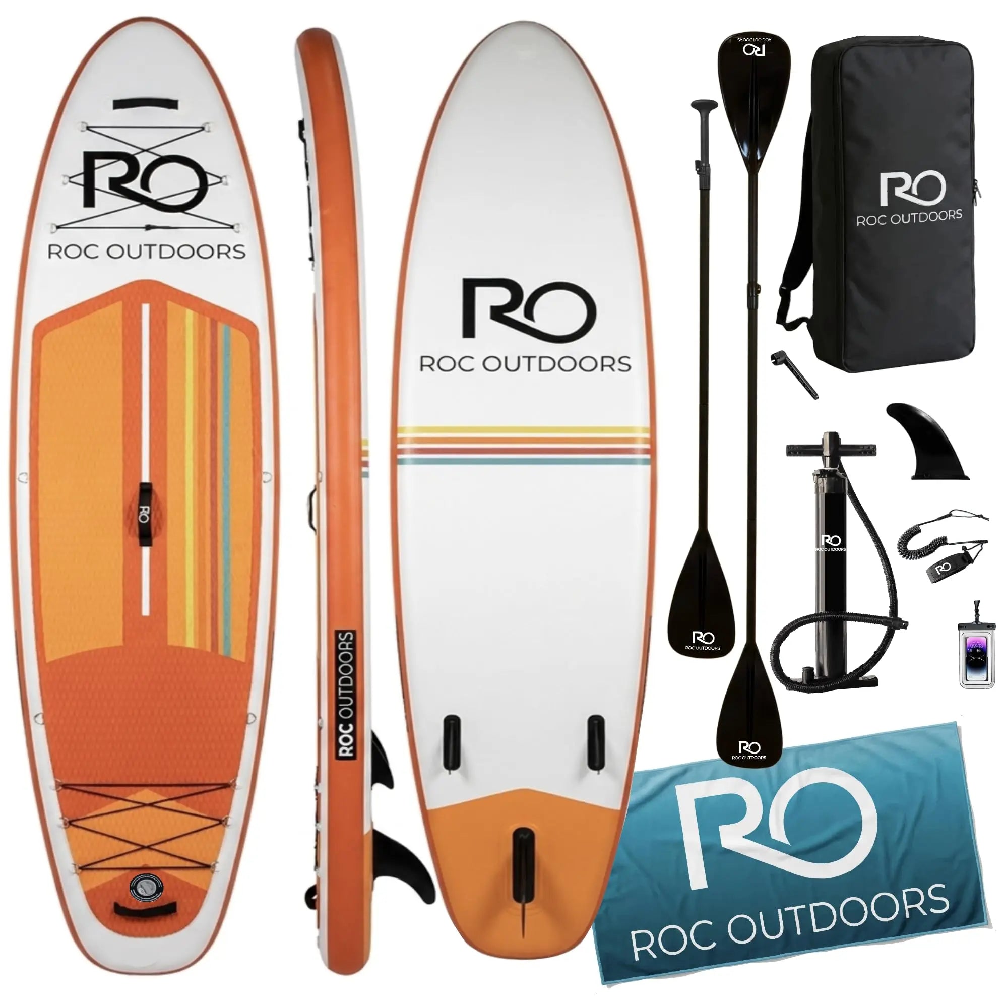 Roc Inflatable Stand Up Paddle Board 10' 6" with Premium SUP Paddle Board Accessories, Wide Stable Design, Non-Slip Comfort Deck for Youth & Adults Coastal Adventure Co
