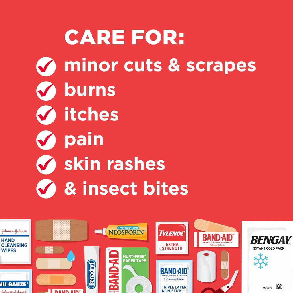 BAND-AID Brand All-Purpose Portable Compact First Aid Kit, 160 Piece | Emergency Wound Care Essentials with Adhesive Bandages, Gauze & Pain Relief for Home, Car, Dorm, Camping, Cruise & Travel Coastal Adventure Co