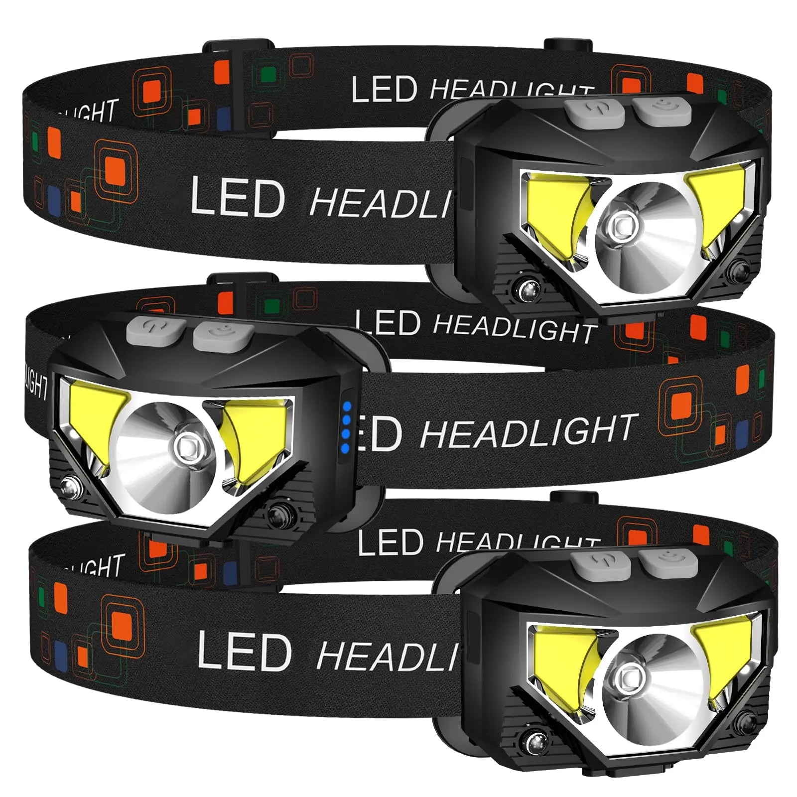LHKNL Headlamp Flashlight, Lumen Bright Head Lamps LED Rechargeable Camping | Ultra-Light, with White Red Light, 2-Pack Waterproof Motion Sensor Headlight, 8 Modes for Outdoor Running Hiking Fishing Coastal Adventure Co