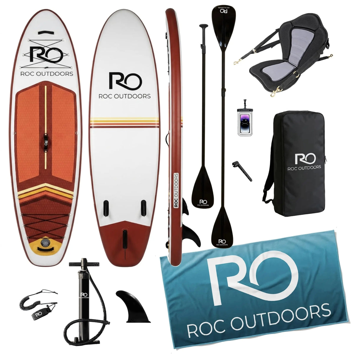 Roc Inflatable Stand Up Paddle Board 10' 6" with Premium SUP Paddle Board Accessories, Wide Stable Design, Non-Slip Comfort Deck for Youth & Adults Coastal Adventure Co