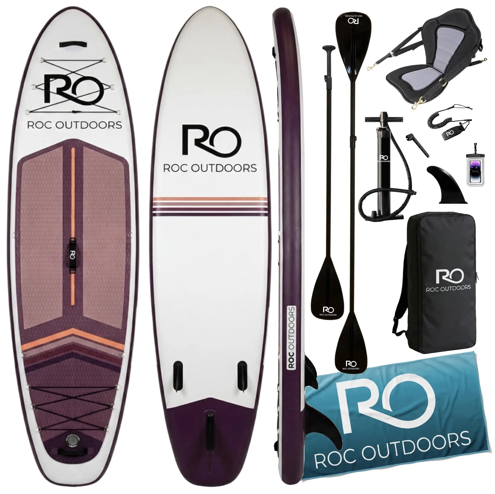Roc Inflatable Stand Up Paddle Board 10' 6" with Premium SUP Paddle Board Accessories, Wide Stable Design, Non-Slip Comfort Deck for Youth & Adults Coastal Adventure Co