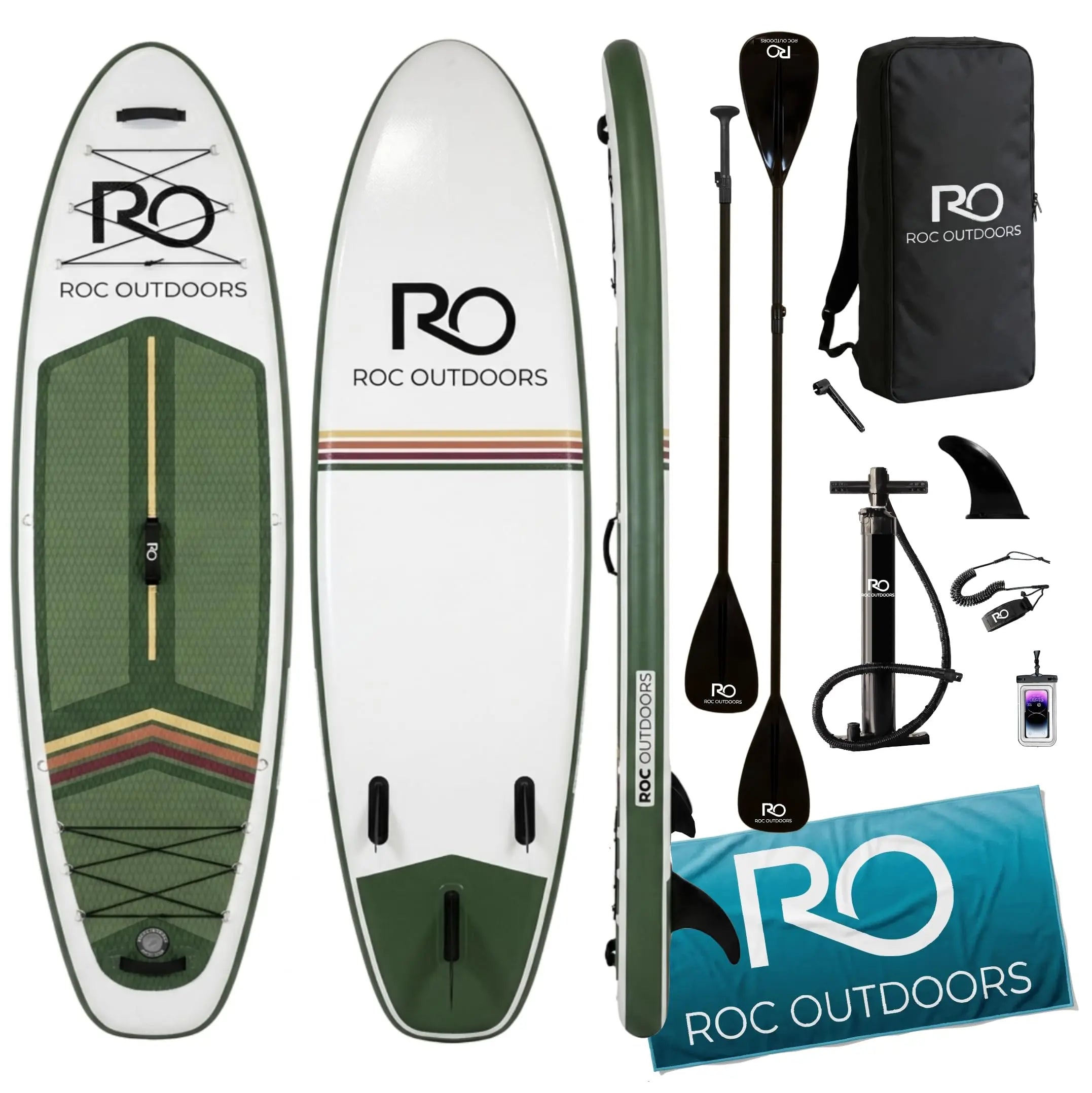 Roc Inflatable Stand Up Paddle Board 10' 6" with Premium SUP Paddle Board Accessories, Wide Stable Design, Non-Slip Comfort Deck for Youth & Adults Coastal Adventure Co