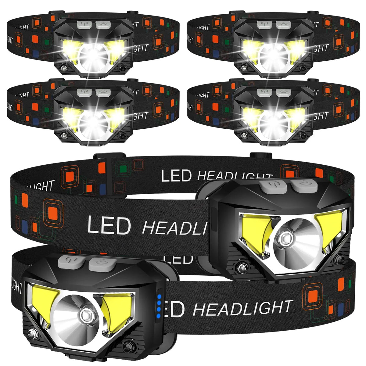 LHKNL Headlamp Flashlight, Lumen Bright Head Lamps LED Rechargeable Camping | Ultra-Light, with White Red Light, 2-Pack Waterproof Motion Sensor Headlight, 8 Modes for Outdoor Running Hiking Fishing Coastal Adventure Co
