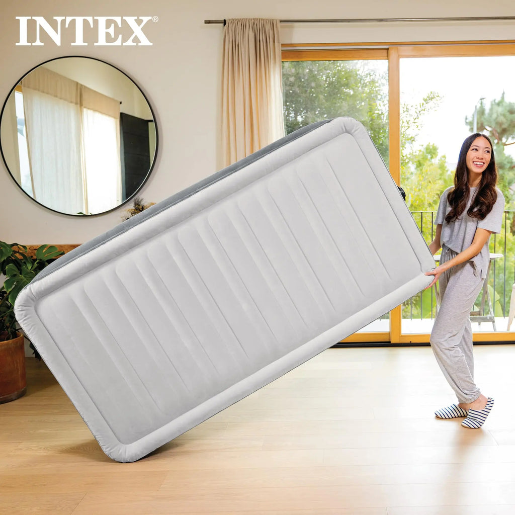 Intex 64417ED 22in Queen Dura-Beam Comfort Plush High-Rise Inflatable Air Mattress with Built in Pump for Travel and Camping, 600lb Weight Capacity Coastal Adventure Co
