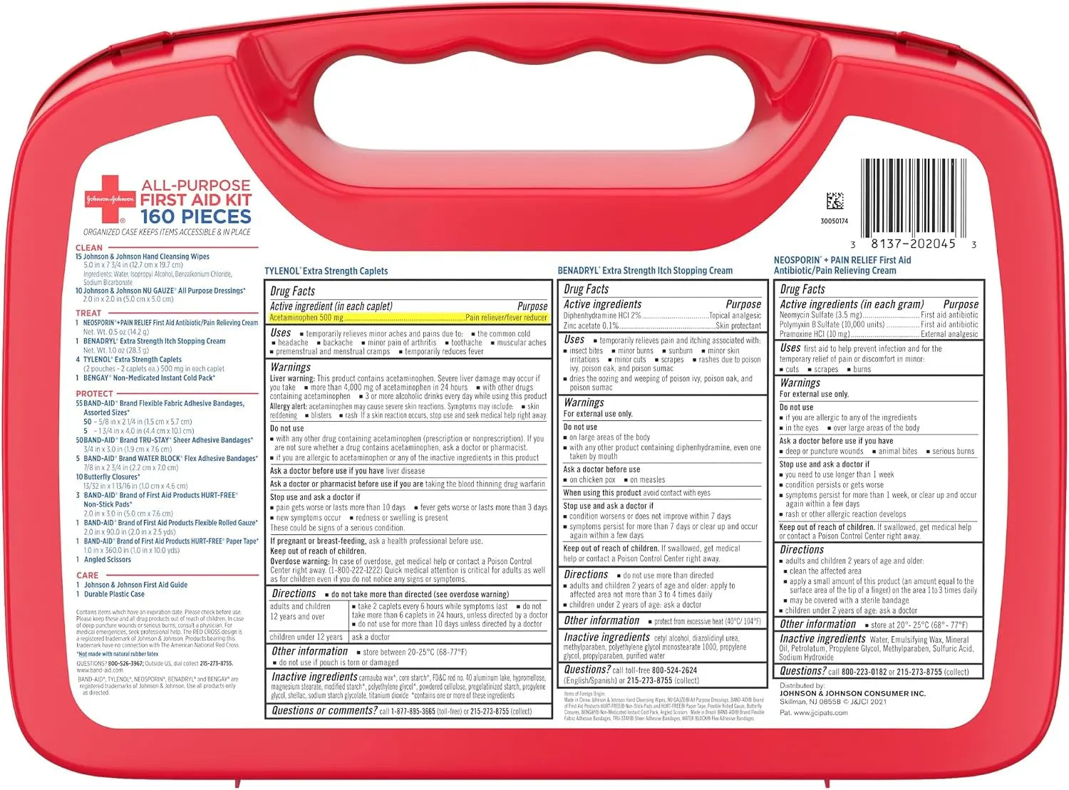 BAND-AID Brand All-Purpose Portable Compact First Aid Kit, 160 Piece | Emergency Wound Care Essentials with Adhesive Bandages, Gauze & Pain Relief for Home, Car, Dorm, Camping, Cruise & Travel Coastal Adventure Co