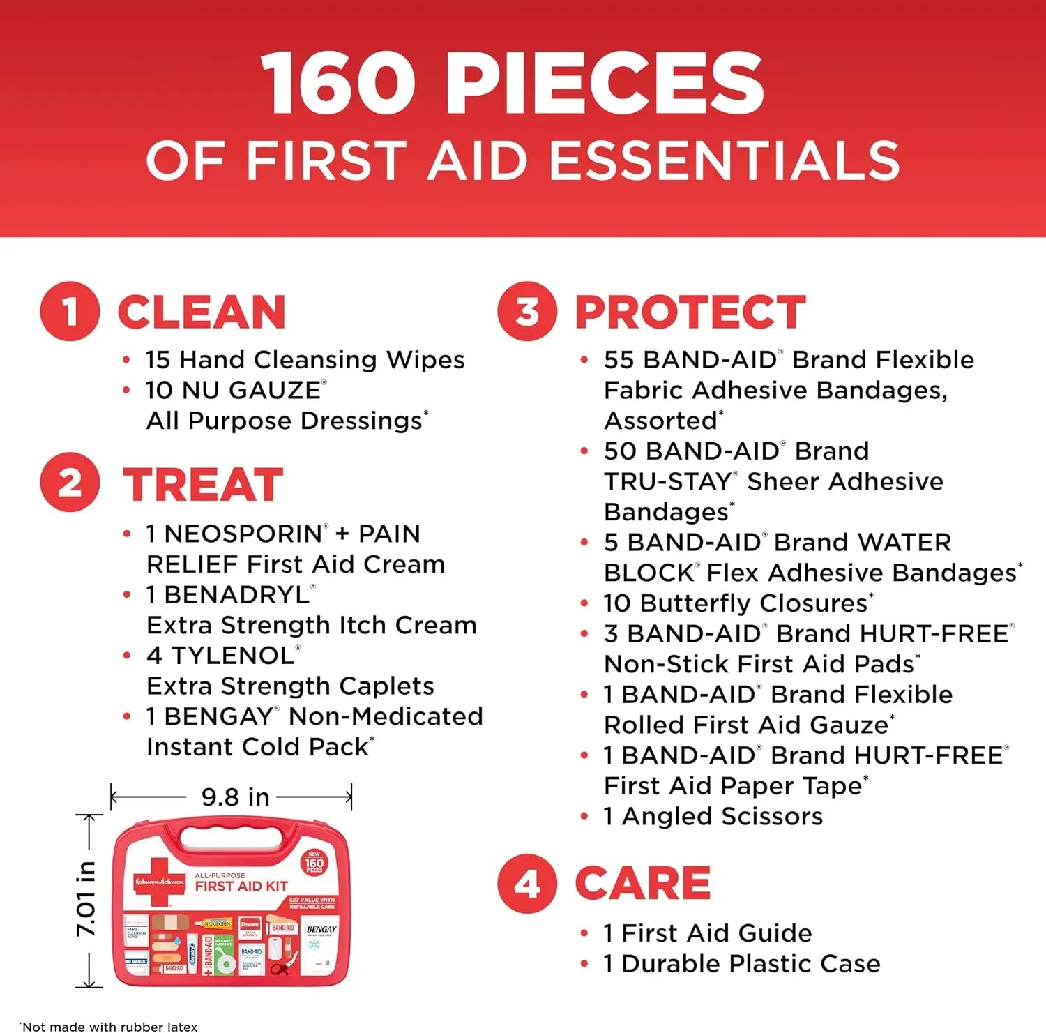BAND-AID Brand All-Purpose Portable Compact First Aid Kit, 160 Piece | Emergency Wound Care Essentials with Adhesive Bandages, Gauze & Pain Relief for Home, Car, Dorm, Camping, Cruise & Travel Coastal Adventure Co