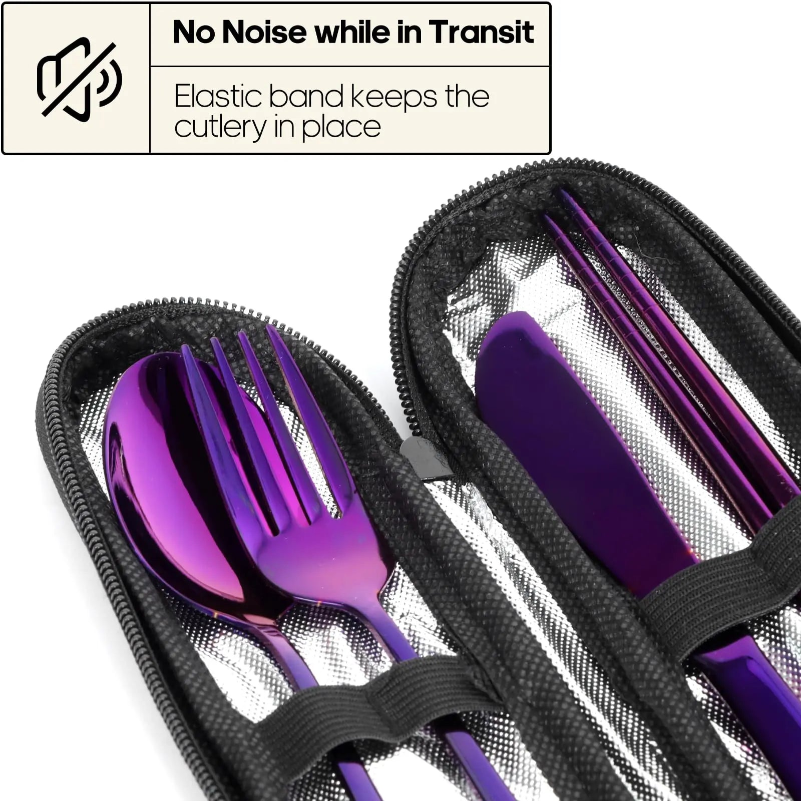 Travel Utensils with Case, Quatish Portable Silverware Set for Work, Stainless Steel Reusable Travel Cutlery Set, Fork and Spoon Set for Camping, Picnic, Gadgets, Lunch Box for Men, Black Coastal Adventure Co