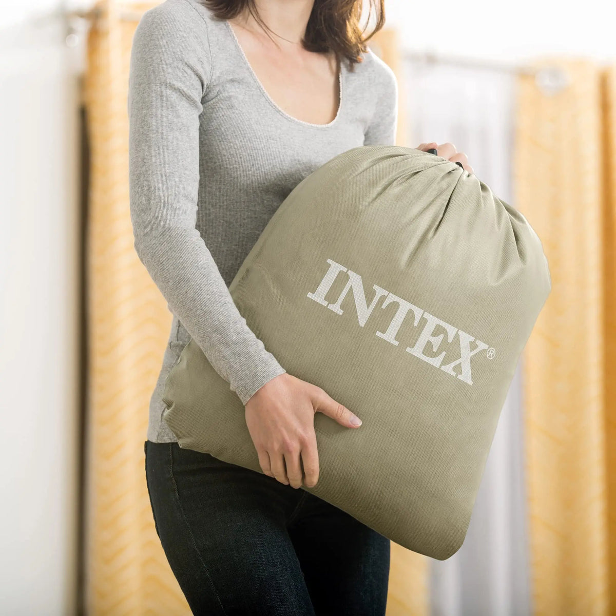 Intex 64417ED 22in Queen Dura-Beam Comfort Plush High-Rise Inflatable Air Mattress with Built in Pump for Travel and Camping, 600lb Weight Capacity Coastal Adventure Co