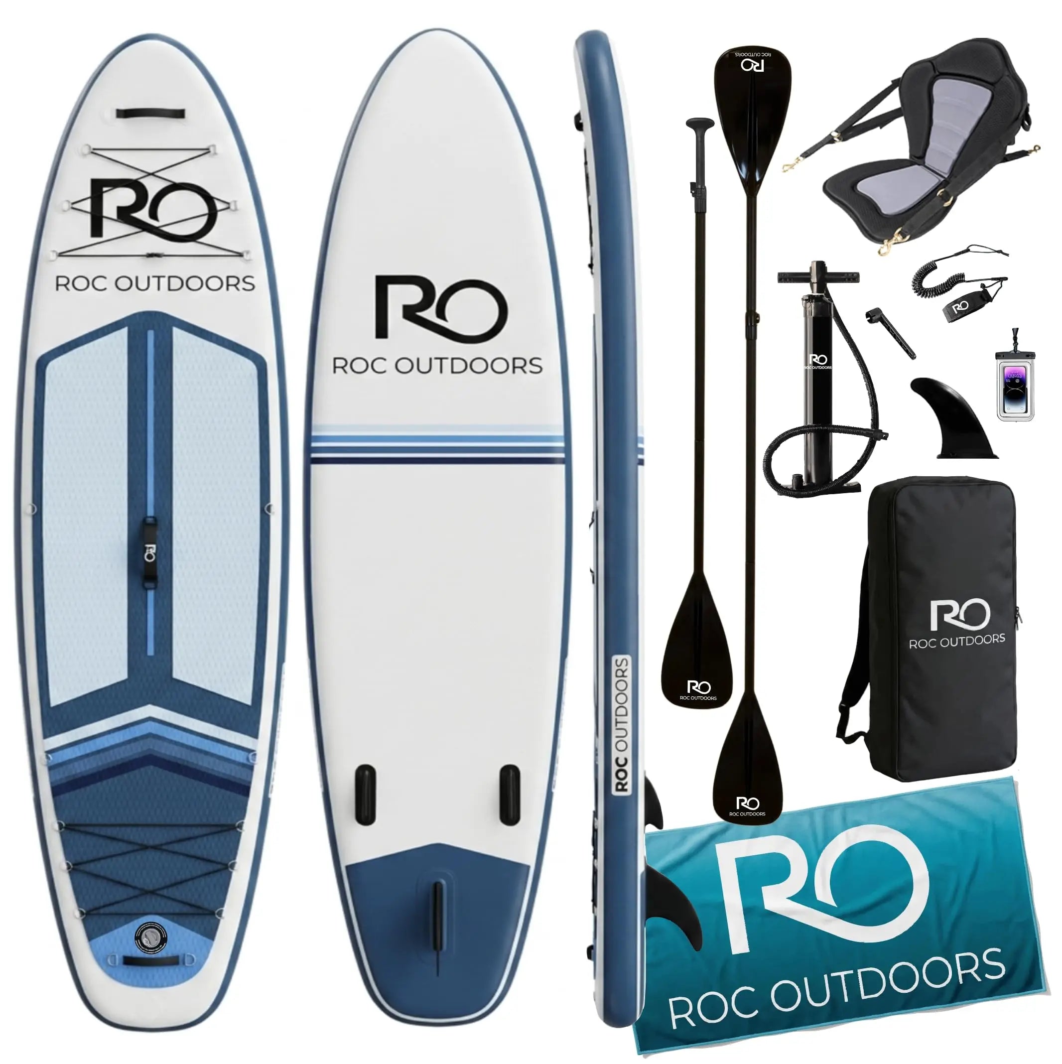 Roc Inflatable Stand Up Paddle Board 10' 6" with Premium SUP Paddle Board Accessories, Wide Stable Design, Non-Slip Comfort Deck for Youth & Adults Coastal Adventure Co