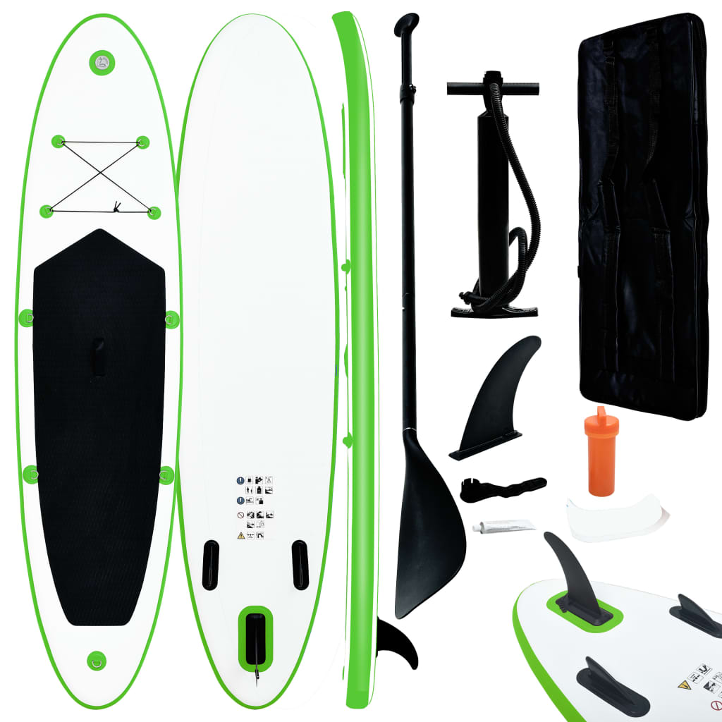 NNEVL Inflatable Stand Up Paddle Board Set Green and White