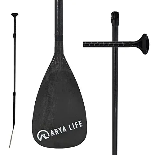 Arya Life 3 Piece Stand Up Paddle Board Paddle, SUP Paddle with Fiberglass Blade, Adjustable Carbon Fiber Shaft, 70-86 Inches, Black-0