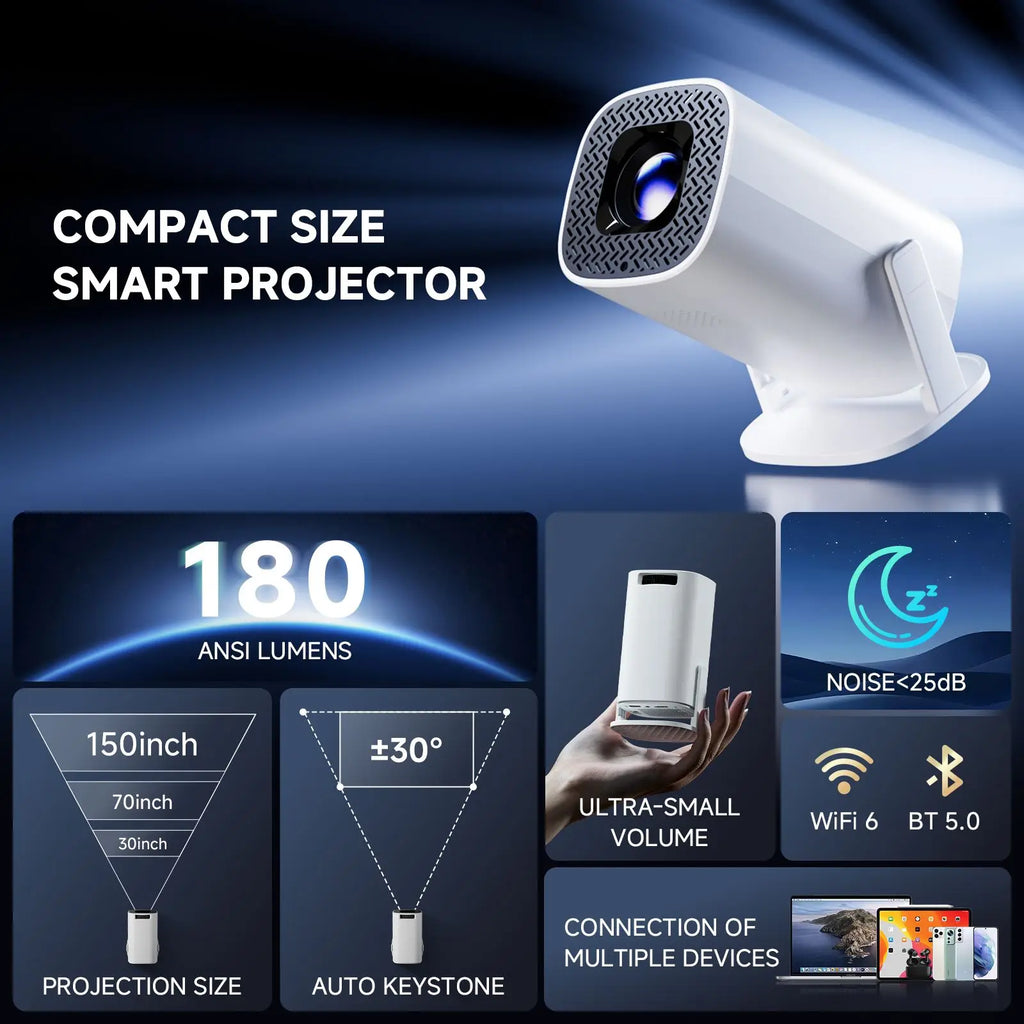 Smart Mini Portable Projector White