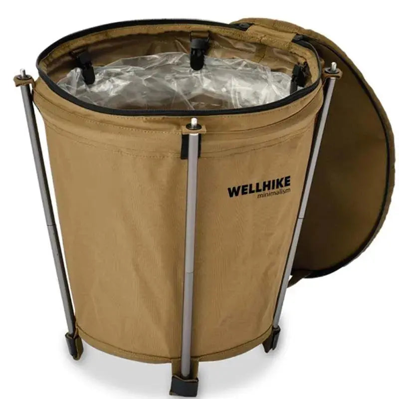 Collapsible 20L Outdoor Camping Trash Bin Waste Container Khaki OBA