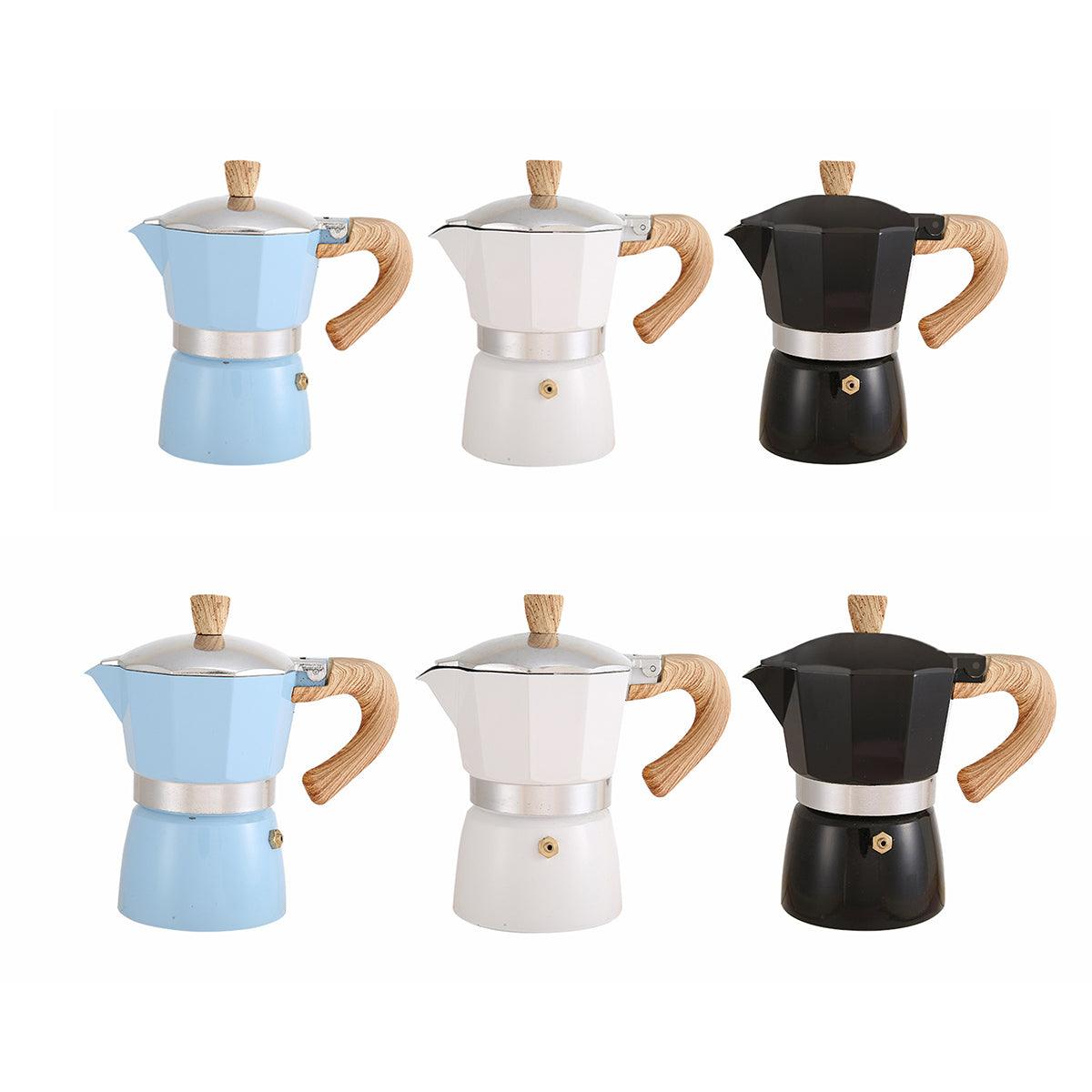 Portable Coffee Maker Wood Grain Handle Outdoor Manual Espresso Machine Camping - Blue-150ml-1
