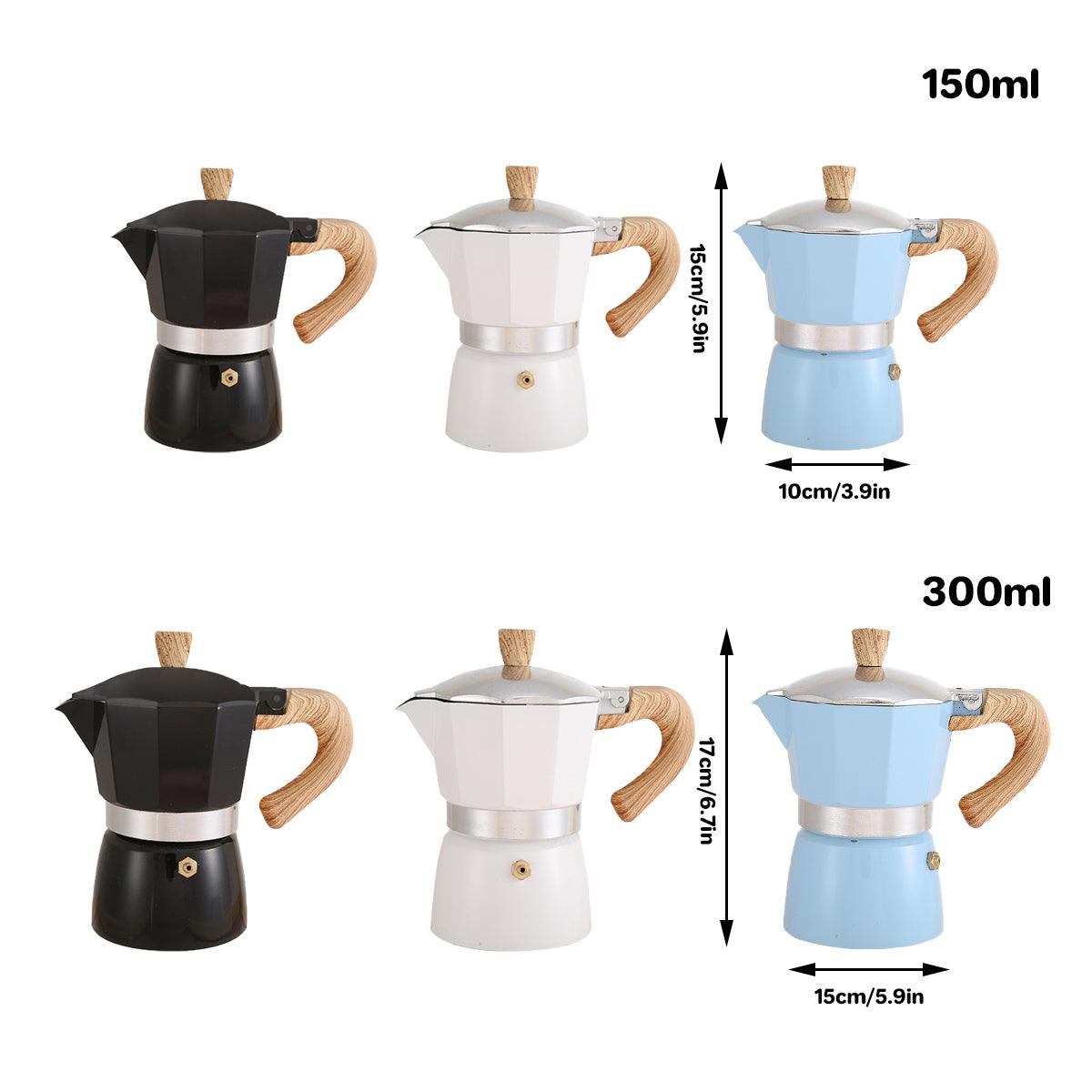 Portable Coffee Maker Wood Grain Handle Outdoor Manual Espresso Machine Camping - Blue-150ml-2