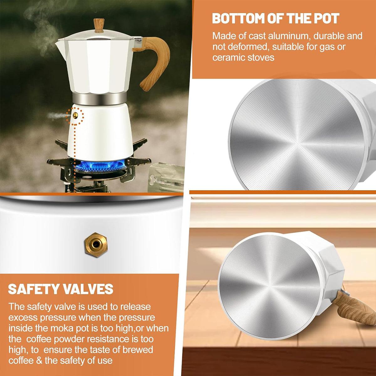 Portable Coffee Maker Wood Grain Handle Outdoor Manual Espresso Machine Camping - Blue-150ml-4