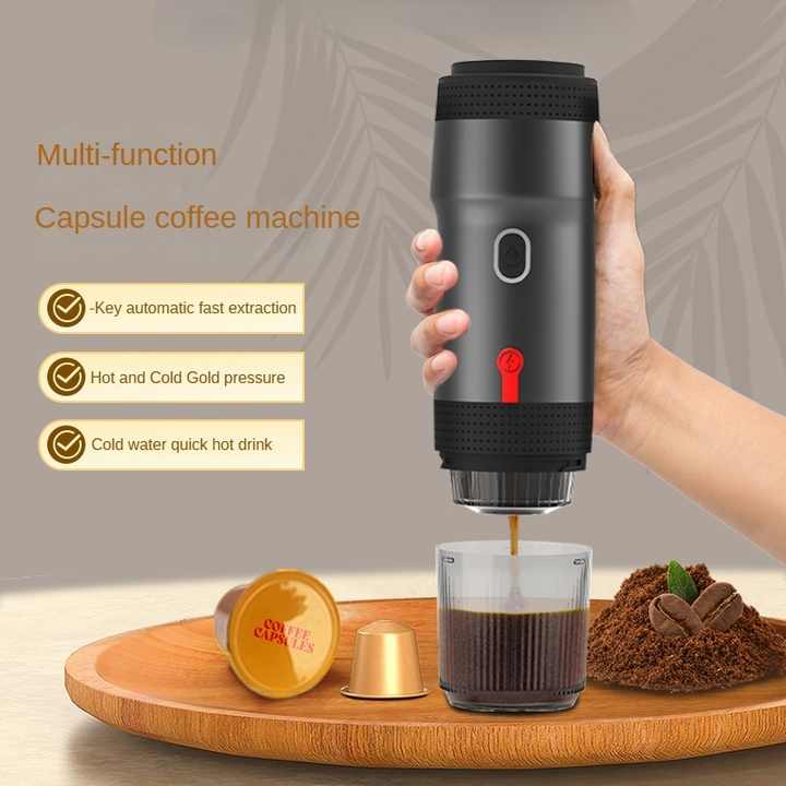 NNEDSZ Black Portable Fully Automatic Espresso Coffee Machine - Universal 3-in-1 Capsule, Coffee Powder & Espresso Maker-1