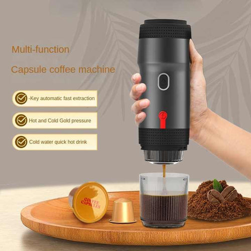 Black Portable Fully Automatic Espresso Coffee Machine - Universal 3-in-1 Capsule, Coffee Powder & Espresso Maker-1