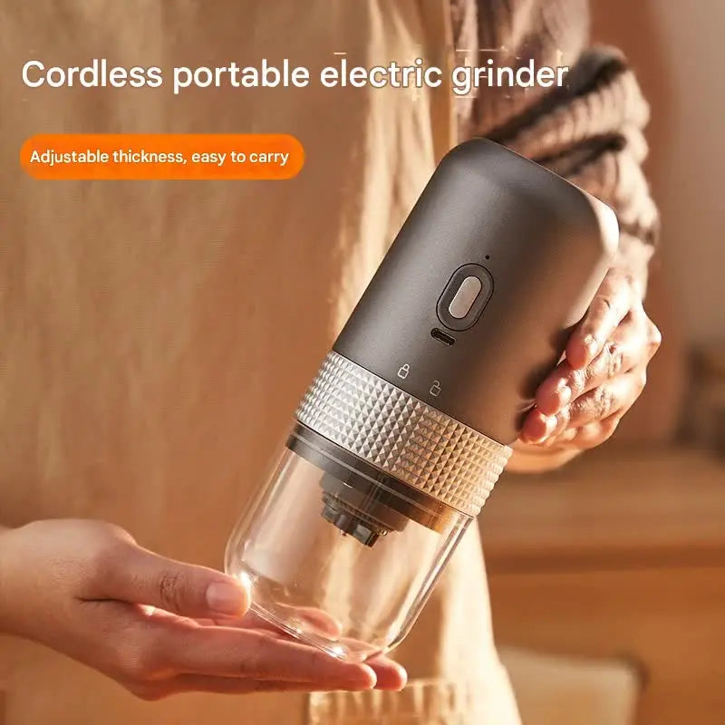 Wireless Portable Electric Coffee Grinder - Adjustable Coarseness, USB-C Rechargeable, One-Touch Operation(grey) NNE Living