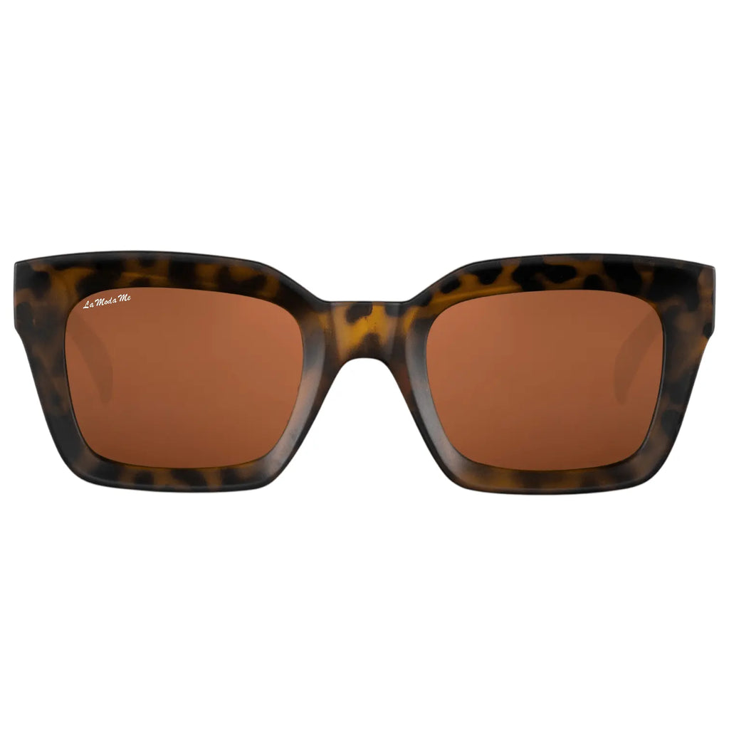 Luum tortoise shell square sunglasses with brown tinted lenses.