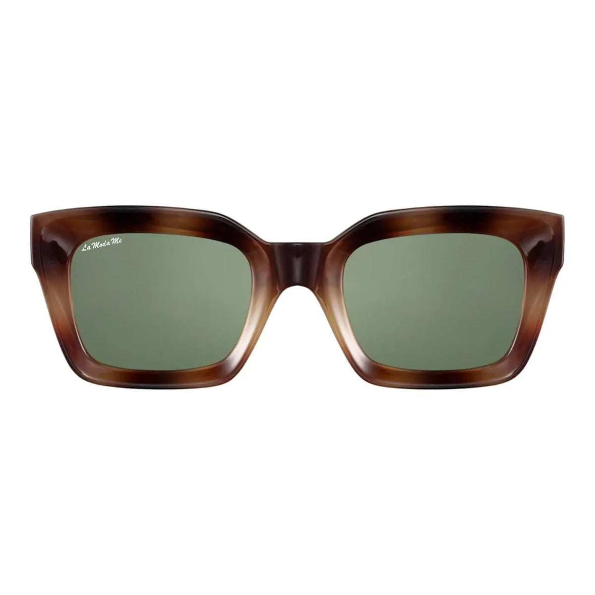 Luum tortoiseshell sunglasses with thick frames and green lenses.